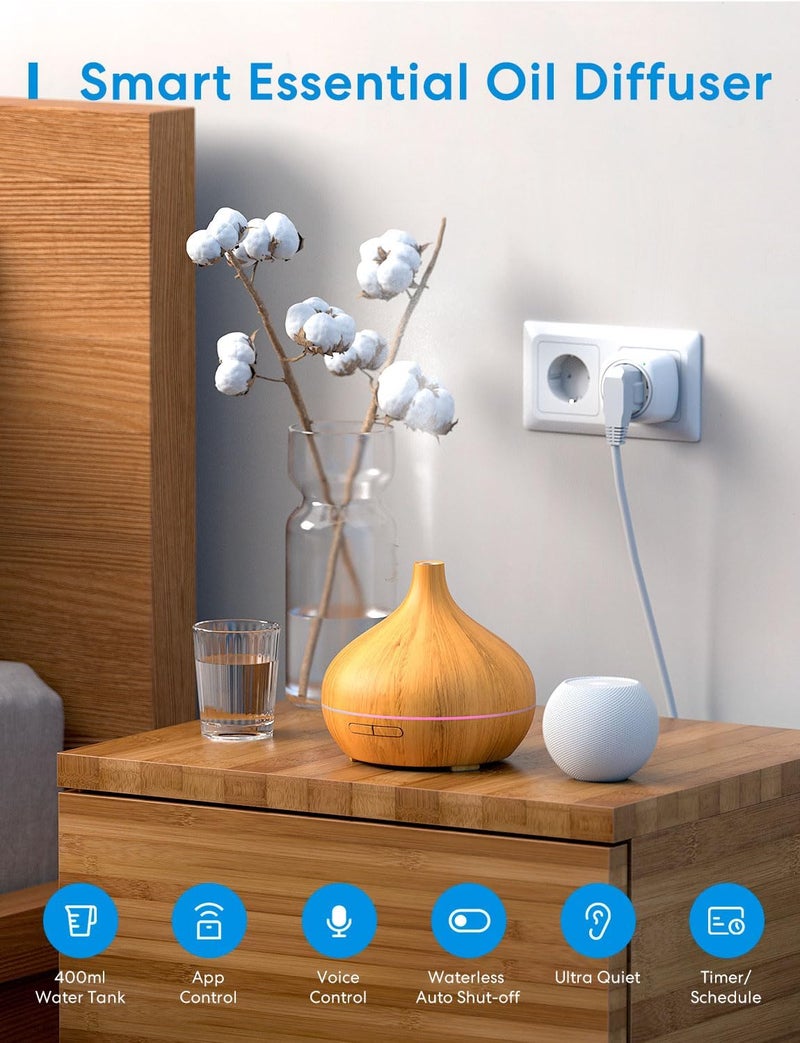 meross Smart Aroma Essential Oil Diffuser, Light Brown, MOD150 - Image 2
