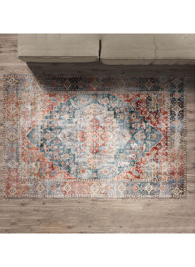 Loquat Polyester Fiber Machine Washable Retro Style Carpet  - Image 1
