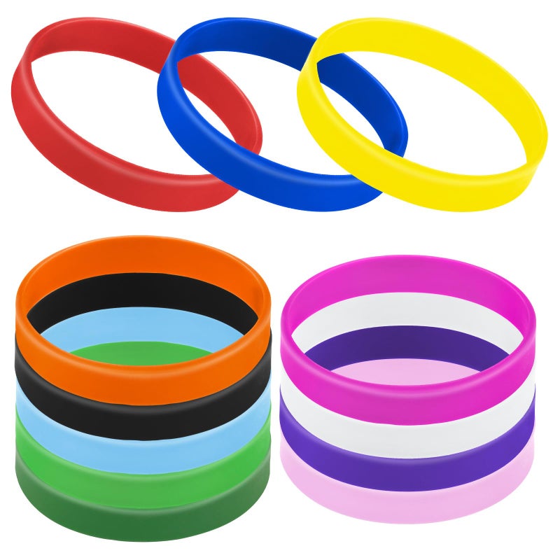 GOGO 12 PCS Adult Rubber Bracelets Silicone Wristbands Party Accessories Mixed Colors