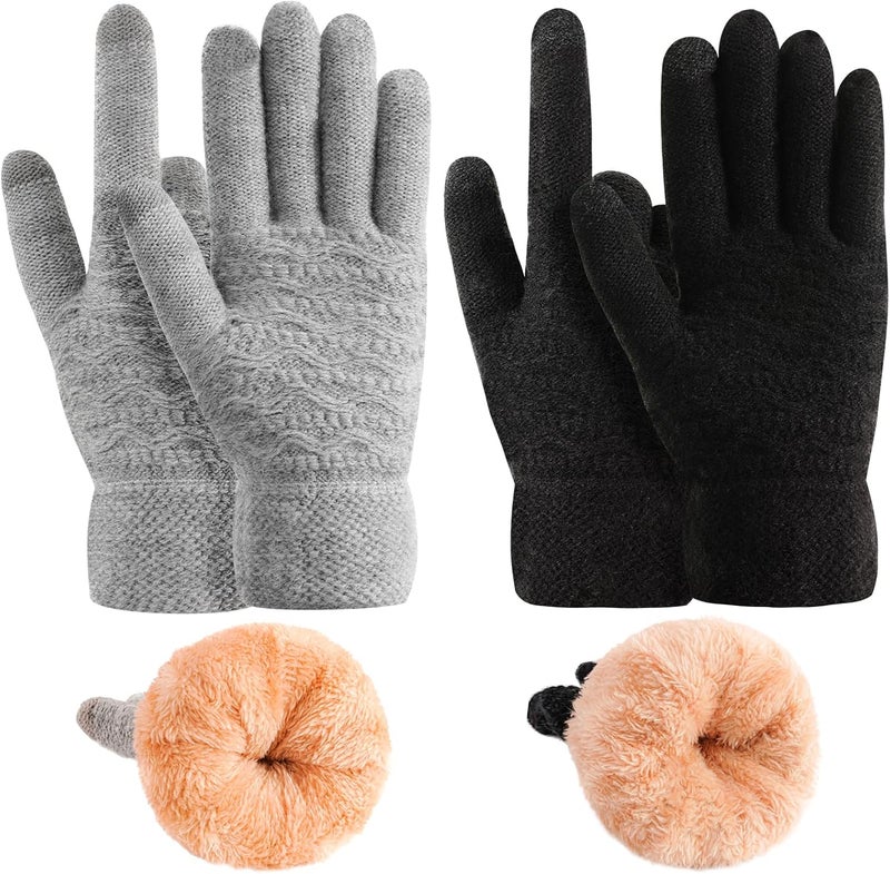 FENELY Women's Winter Warm Touch Screen Gloves Womens Thermal Cable Knit Wool Fleece Lined Glove for Cold Weather - Image 1