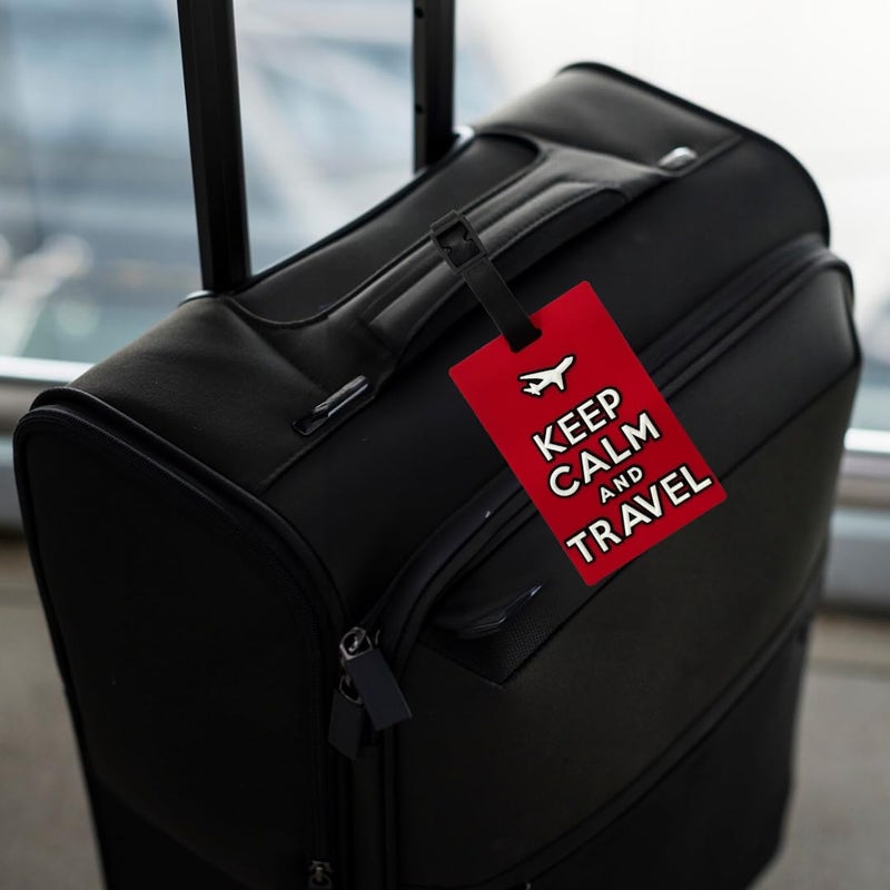 Eitheo بطاقات أمتعة للأطفال بطاقات أمتعة مع اسم وعنوان | بطاقات أمتعة سيليكون للحقائب، بطاقات لتحديد الحقائب/حقائب المدرسة ملصق ملون متعدد (ابق هادئًا) - Image 2