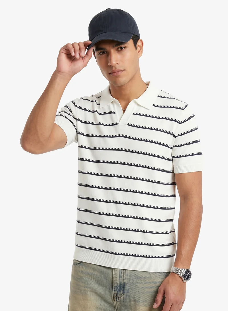 Seventy Five Knitted Stripe Polo