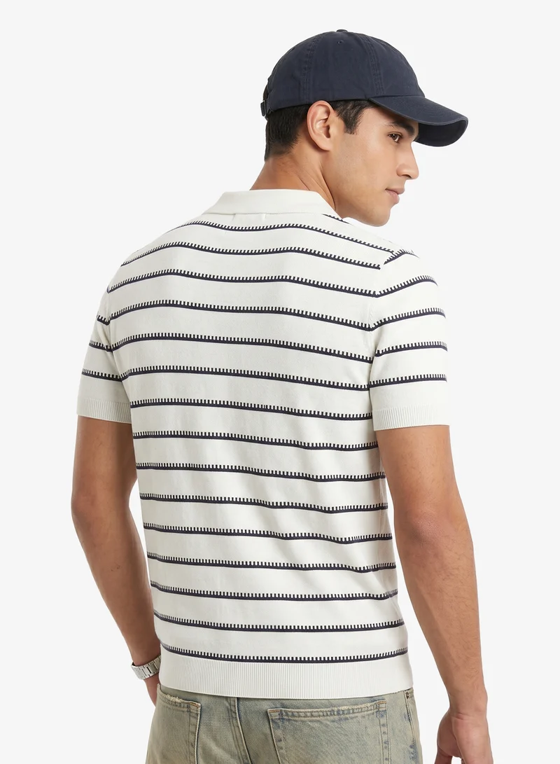 Seventy Five Knitted Stripe Polo