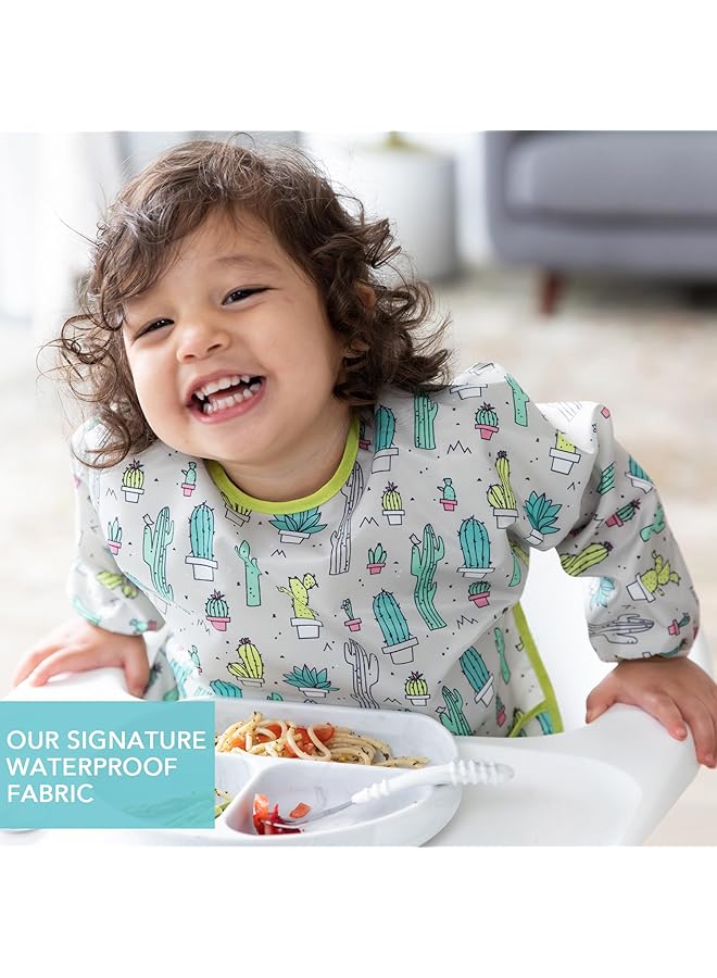 BUMKiNs Sleeved Bib/Baby Bib/Toddler Bib/Smock Waterproof Washable Stain And Odor Resistant 6 24 Months Cactus - Image 3