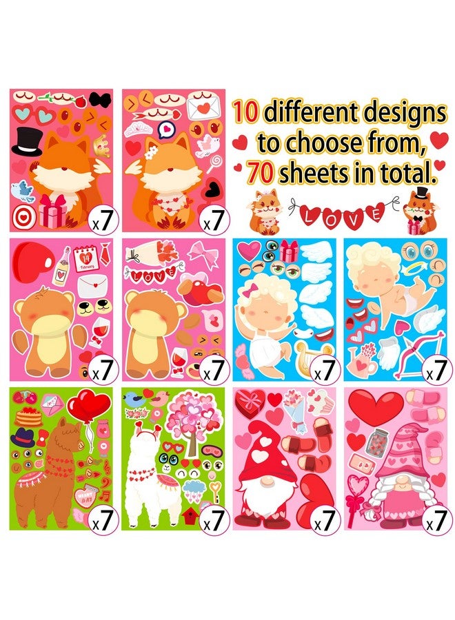 Moon Boat 70Sheets Valentines Stickers Crafts for Kids - Make-A-Llama/Bear/Fox/Cupid/Gnome Face Sticker- Valentine's Day Gifts Goodie Bag Stuffer School Classroom Activity Games Party Favors (Small Size) - Image 3