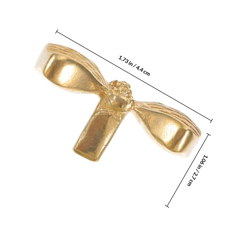 Brass Bowknot Cabinet Knob Single Hole Pull Handle for Drawer Wardrobe Kitchen Cupboard Decorative Yellow Metal Hardware - Image 3