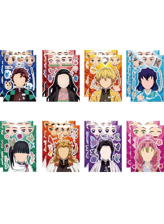 مجموعة ملصقات أنيمي شيطان القاتل مكونة من 16 قطعة، ملصقات بموضوعات الرسوم المتحركة حرف كتب للأطفال، هدايا لوازم الحفلات DIY اصنع ملصقاتك الخاصة، لمكافأة هدايا عيد الميلاد (8 أنماط، 16 قطعة) - Image 1