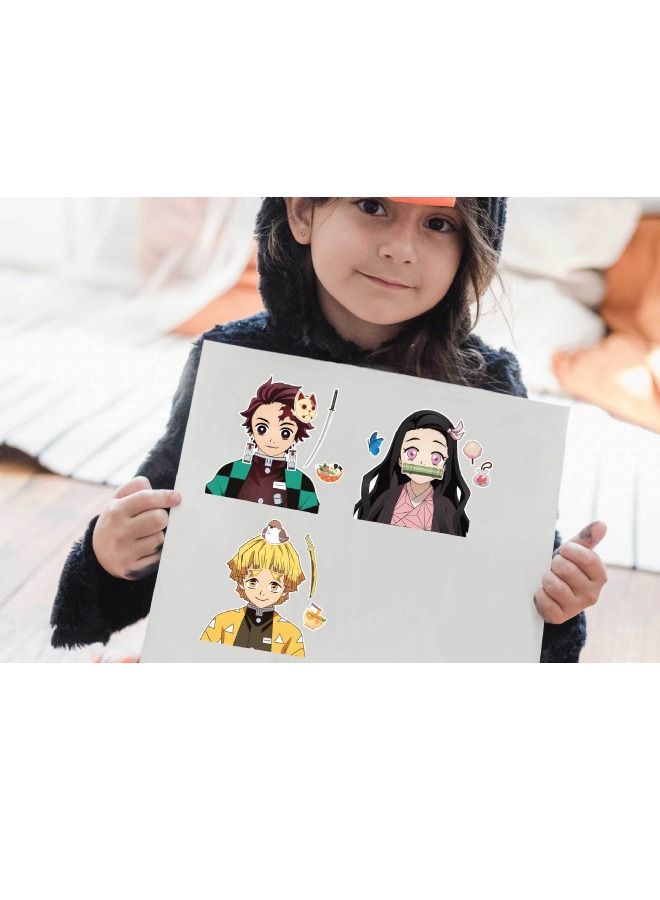 مجموعة ملصقات أنيمي شيطان القاتل مكونة من 16 قطعة، ملصقات بموضوعات الرسوم المتحركة حرف كتب للأطفال، هدايا لوازم الحفلات DIY اصنع ملصقاتك الخاصة، لمكافأة هدايا عيد الميلاد (8 أنماط، 16 قطعة) - Image 5