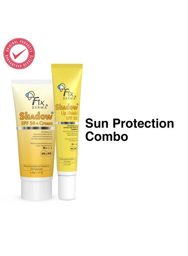 FIXDERMA كريم واقي شمس فيكسدرما شادو SPF 50+ PA+++ ودرع الشفاه شادو SPF 50 PA+++ | واقي شمس SPF 50 للبشرة الجافة | بلسم شفاه SPF 50، يمنع التصبغ وأضرار الشمس | حماية من UVA و UVB - حزمة كومبو - Image 2