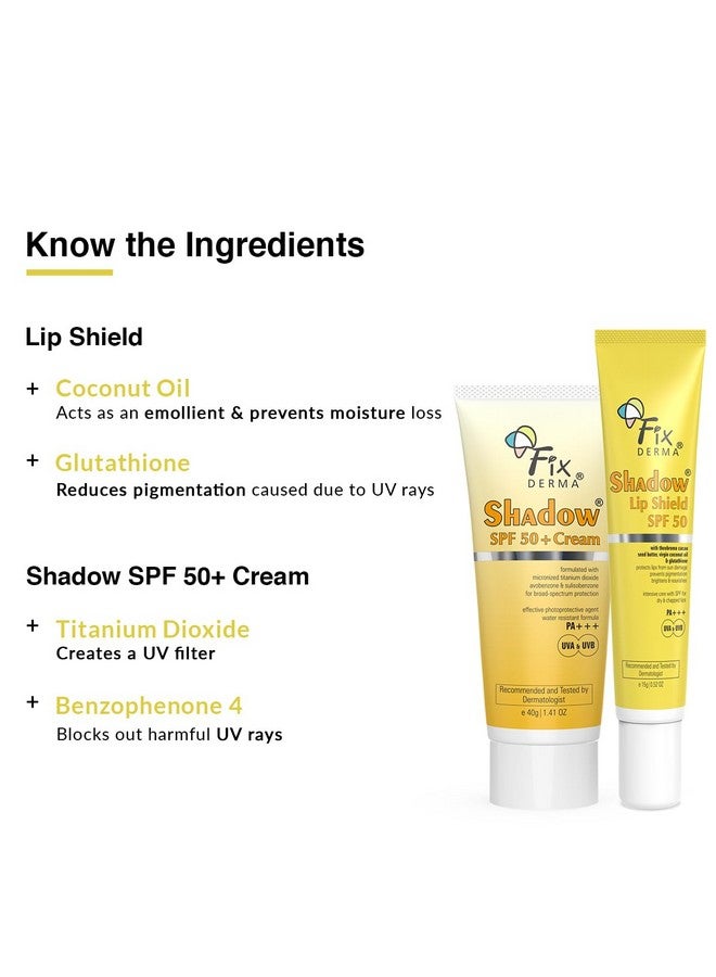 FIXDERMA كريم واقي شمس فيكسدرما شادو SPF 50+ PA+++ ودرع الشفاه شادو SPF 50 PA+++ | واقي شمس SPF 50 للبشرة الجافة | بلسم شفاه SPF 50، يمنع التصبغ وأضرار الشمس | حماية من UVA و UVB - حزمة كومبو - Image 5