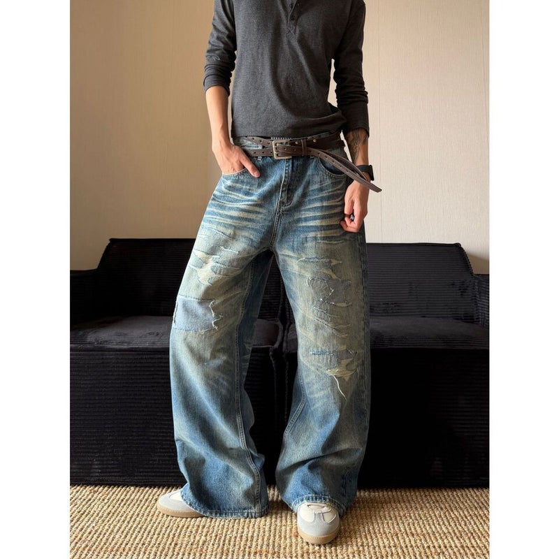Unisex Classic Denim Jeans Loose Fit Daily Outdoor Wear - Image 4