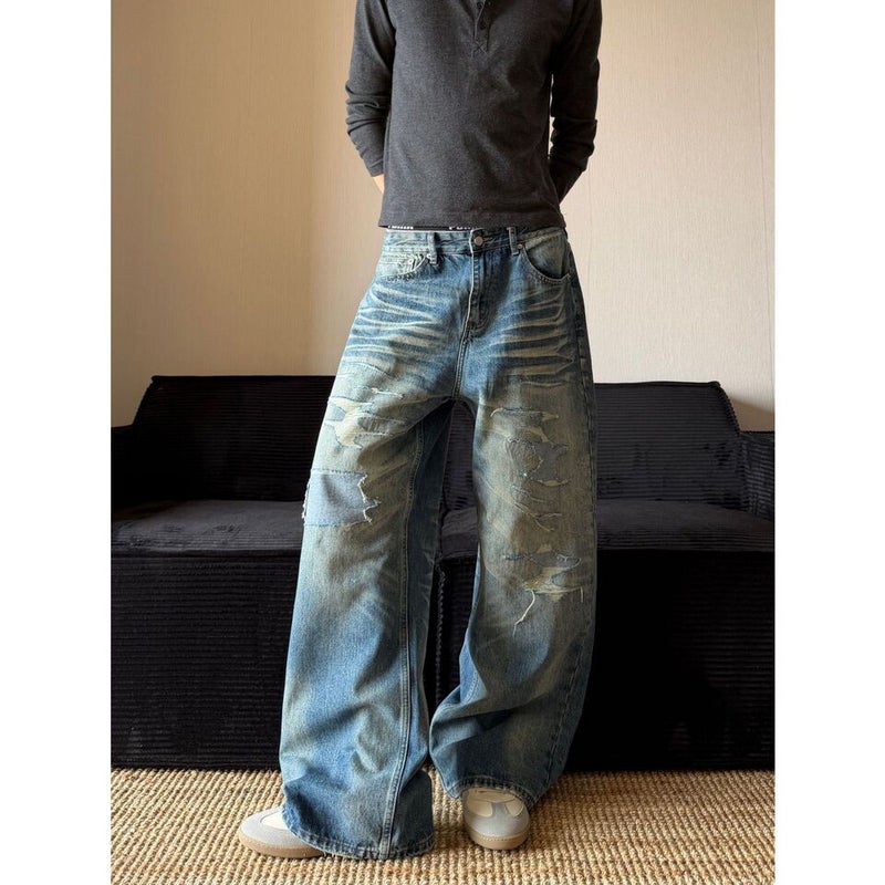 Unisex Classic Denim Jeans Loose Fit Daily Outdoor Wear - Image 5