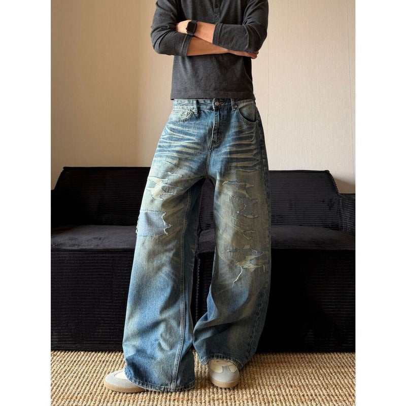 Unisex Classic Denim Jeans Loose Fit Daily Outdoor Wear - Image 3