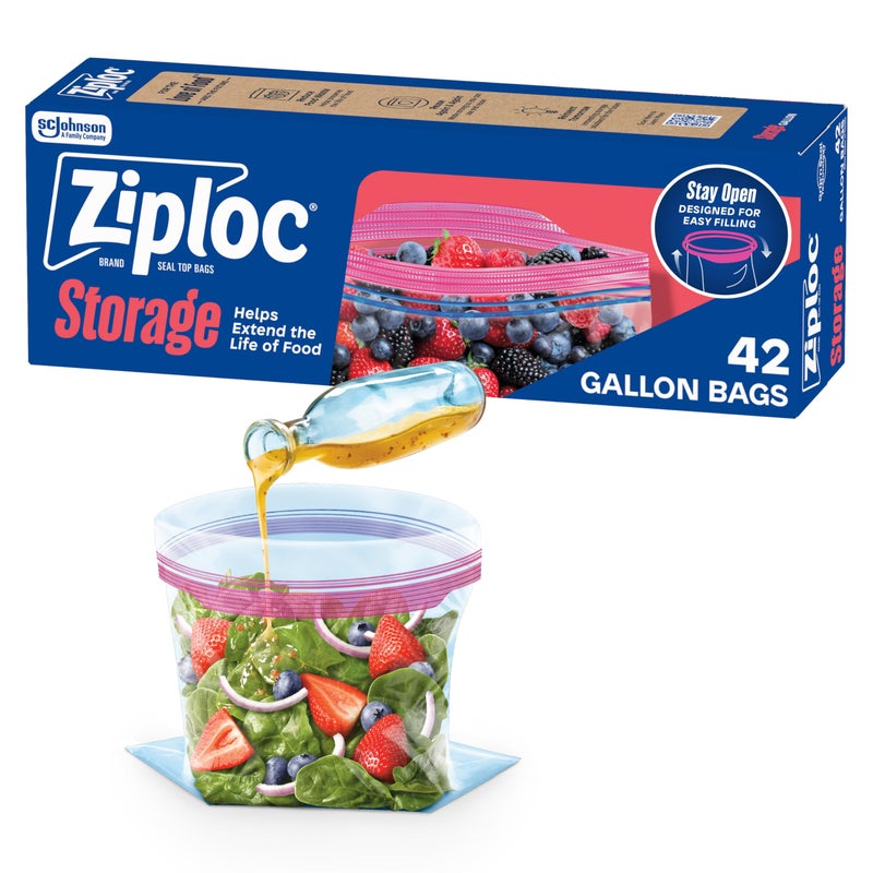 Ziploc Gallon Food Storage Bags Stay Open Design with StandUp Bottom Easy to Fill 42 Count Packaging May Vary - Image 3