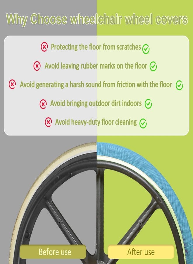 EHUCONMOV Wheelchair Wheel Covers 6 inches,Noise-Reducing Tire Sleeves,Wheelchair Accessories Tyre Covers to Protect Floors Carpets,1 Pair (Black) - Image 5
