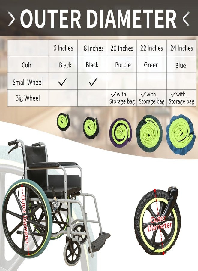 EHUCONMOV Wheelchair Wheel Covers 6 inches,Noise-Reducing Tire Sleeves,Wheelchair Accessories Tyre Covers to Protect Floors Carpets,1 Pair (Black) - Image 4