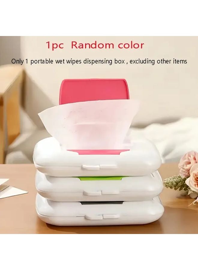 Portable Wet Wipes Dispenser Box Hygienic Push Button Lid Travel Case Random Color - Image 1