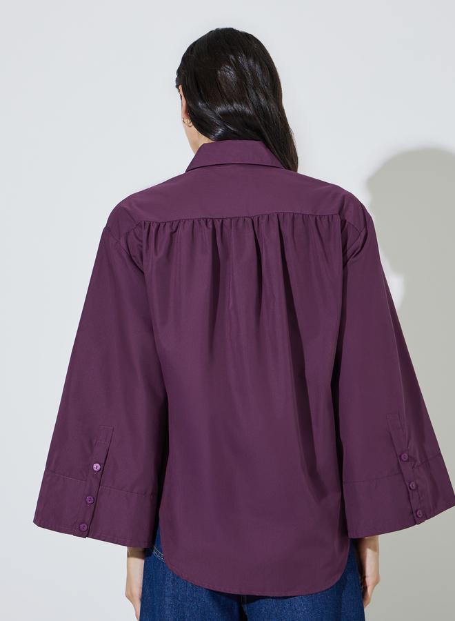 Styli Purple Wide Sleeve Button-Down Shirt - Image 4