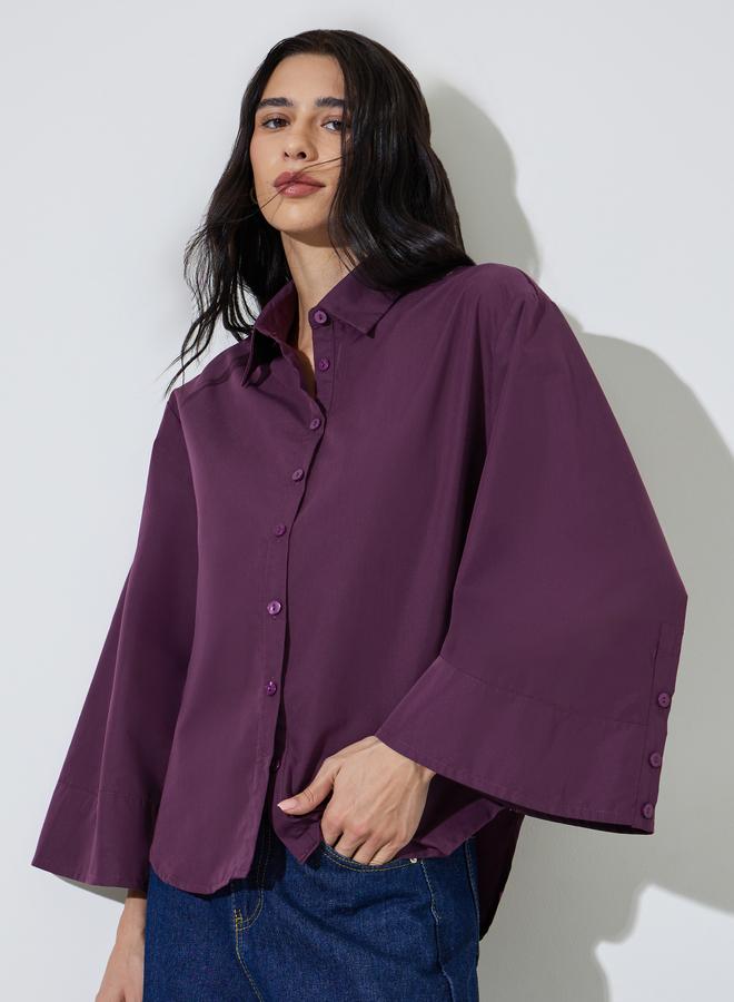 Styli Purple Wide Sleeve Button-Down Shirt - Image 1