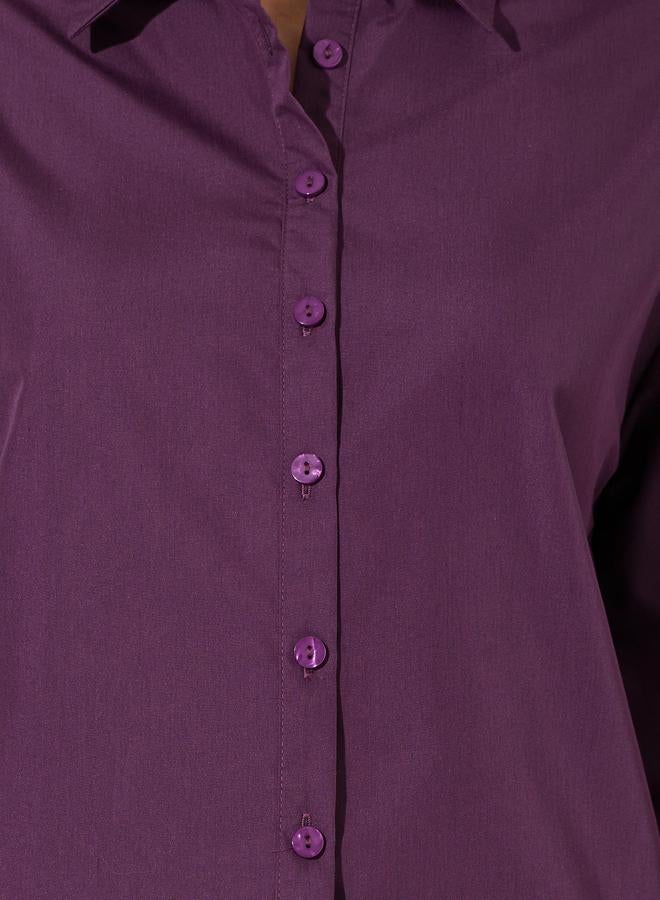 Styli Purple Wide Sleeve Button-Down Shirt - Image 3