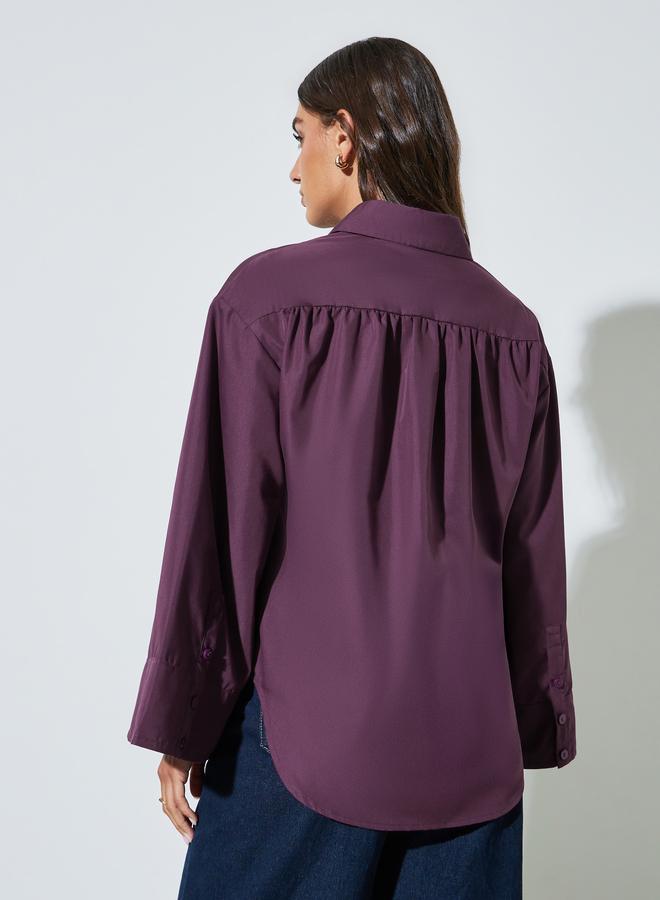 Styli Purple Wide Sleeve Button-Down Shirt - Image 5