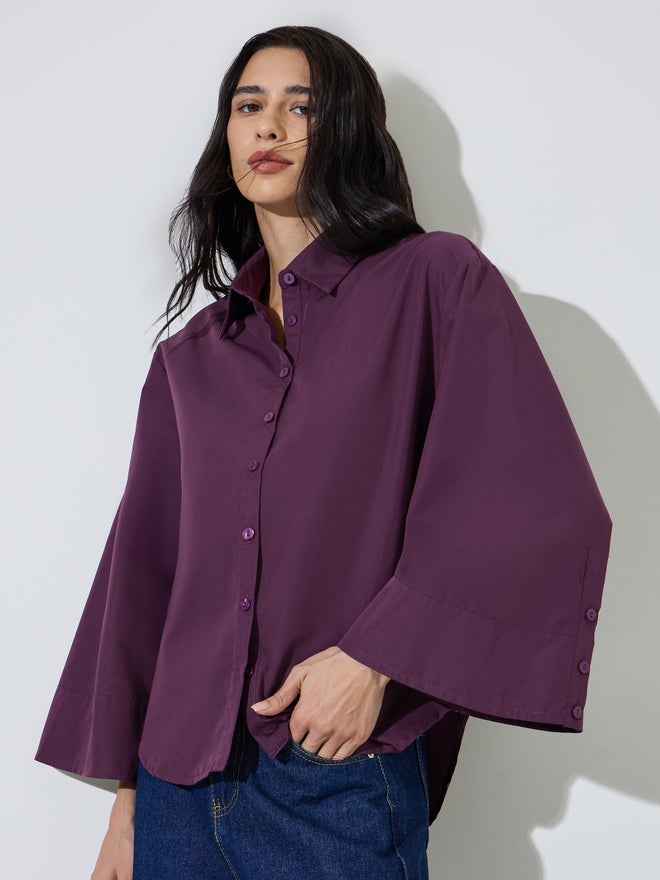 Styli Purple Wide Sleeve Button-Down Shirt - Image 1
