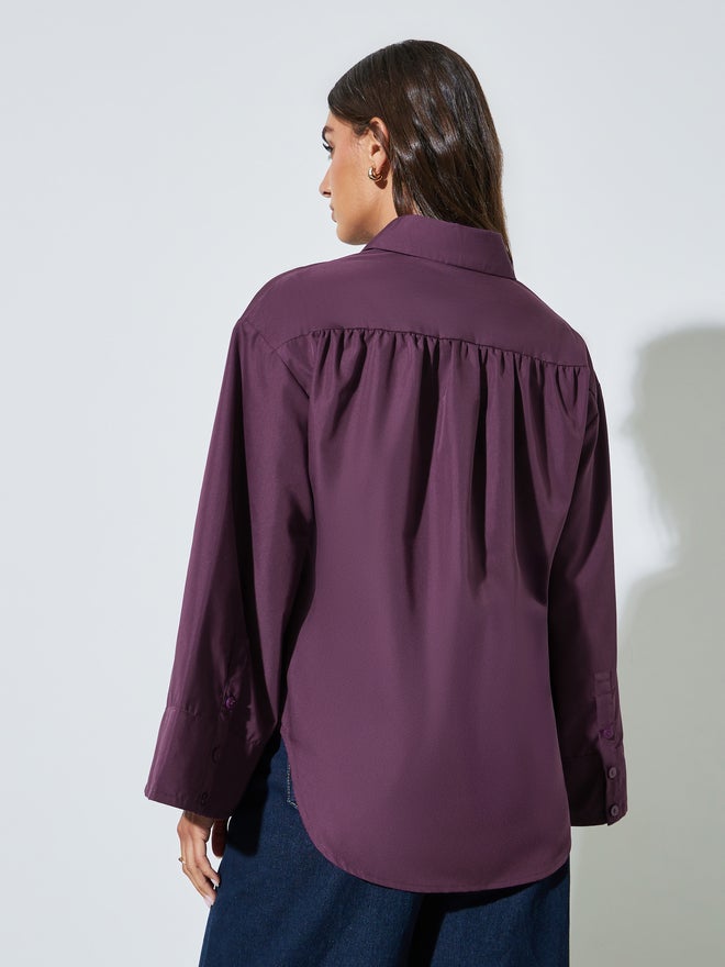 Styli Purple Wide Sleeve Button-Down Shirt - Image 5