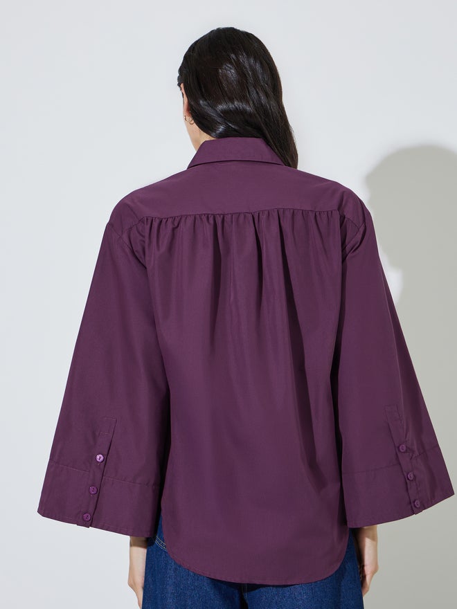 Styli Purple Wide Sleeve Button-Down Shirt - Image 4