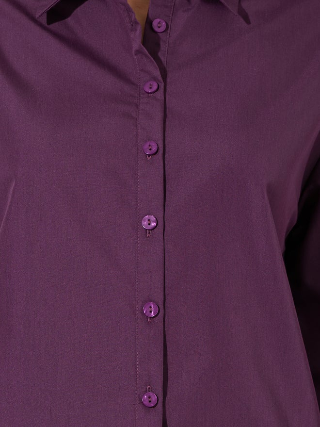 Styli Purple Wide Sleeve Button-Down Shirt - Image 3