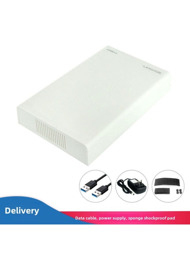 3.5 Inch SATA To USB3.0 Desktop High-speed Transmission Screw-free Mobile Hard Disk Box-Color:U35b3.0 White Us Standard - Image 1