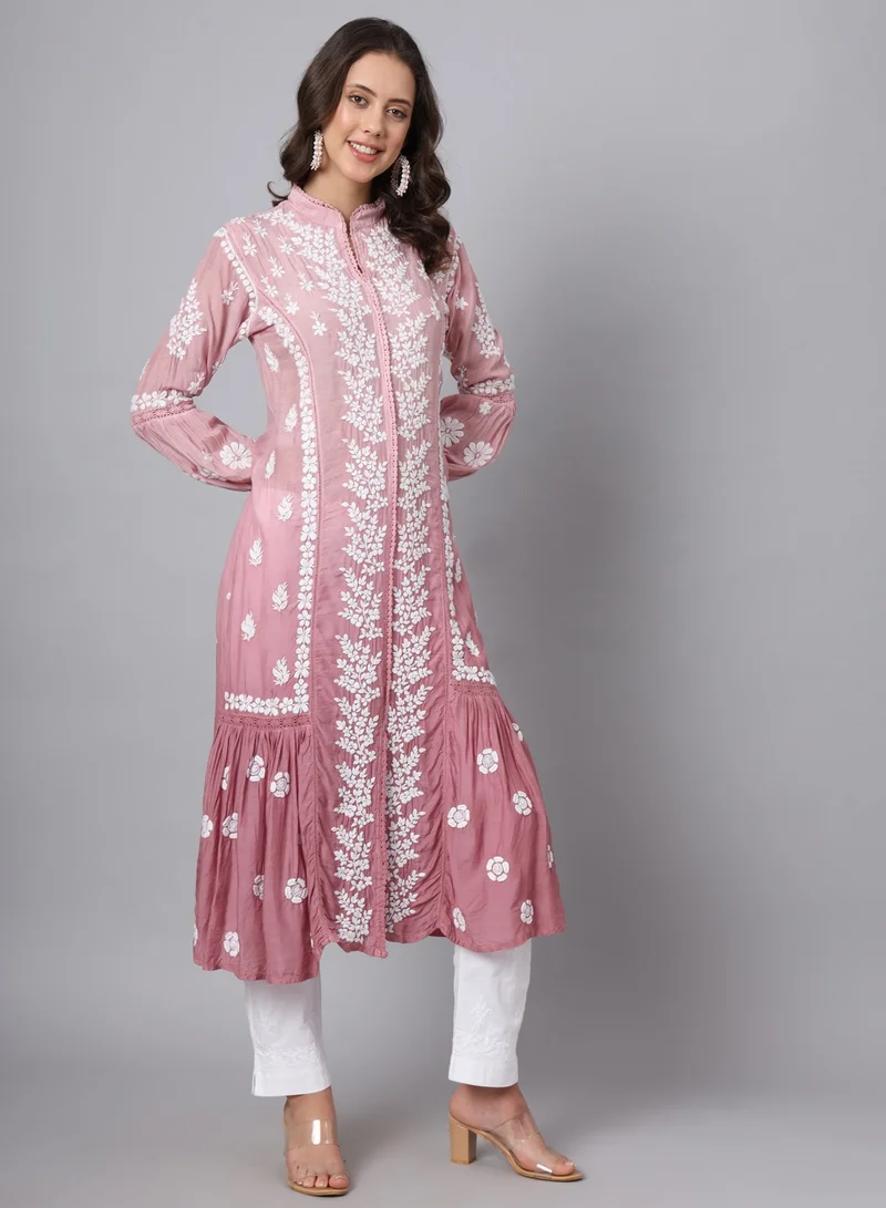 Alaya Women Hand Embroidered Chikankari Cotton Kurta-AL3888