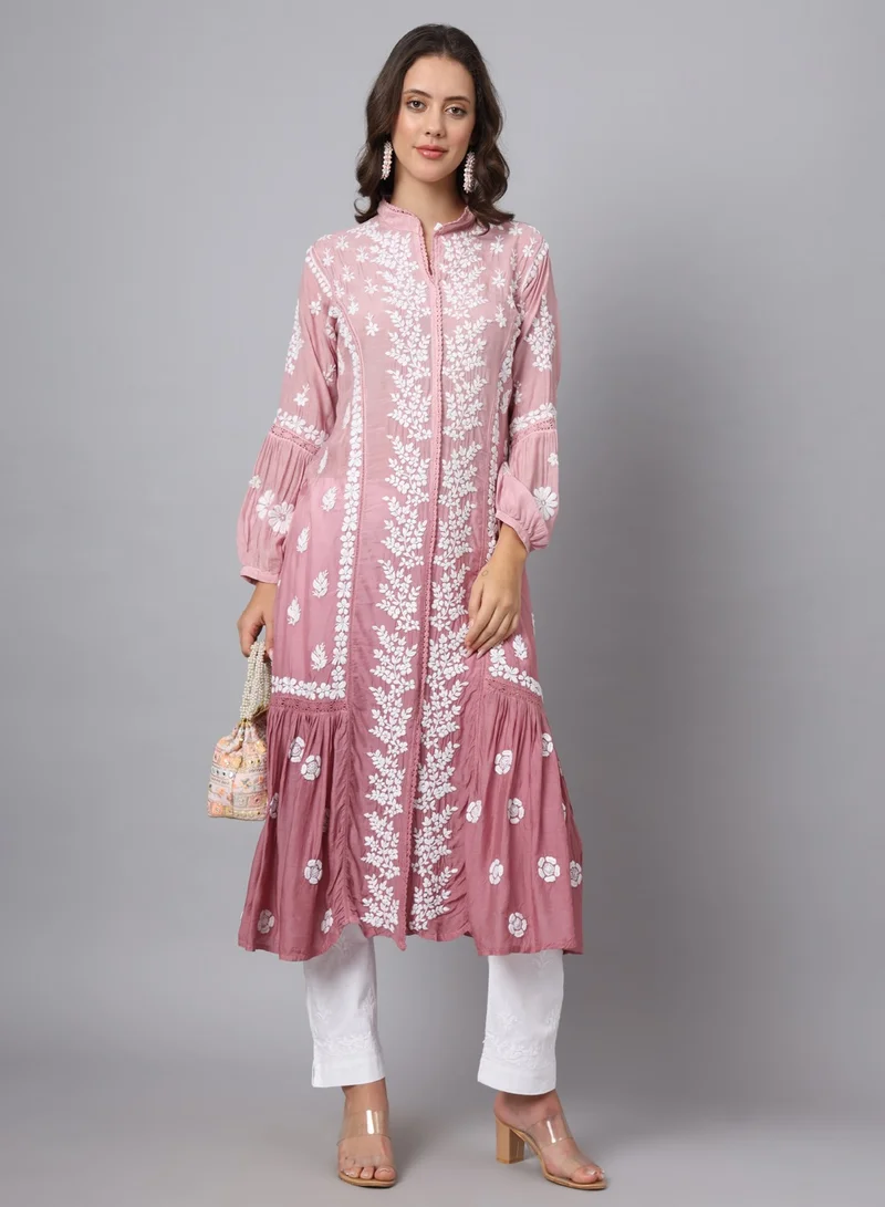 Alaya Women Hand Embroidered Chikankari Cotton Kurta-AL3888