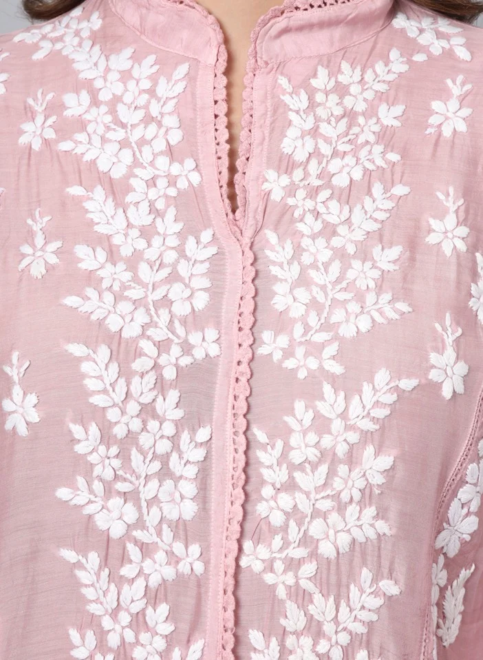 Alaya Women Hand Embroidered Chikankari Cotton Kurta-AL3888