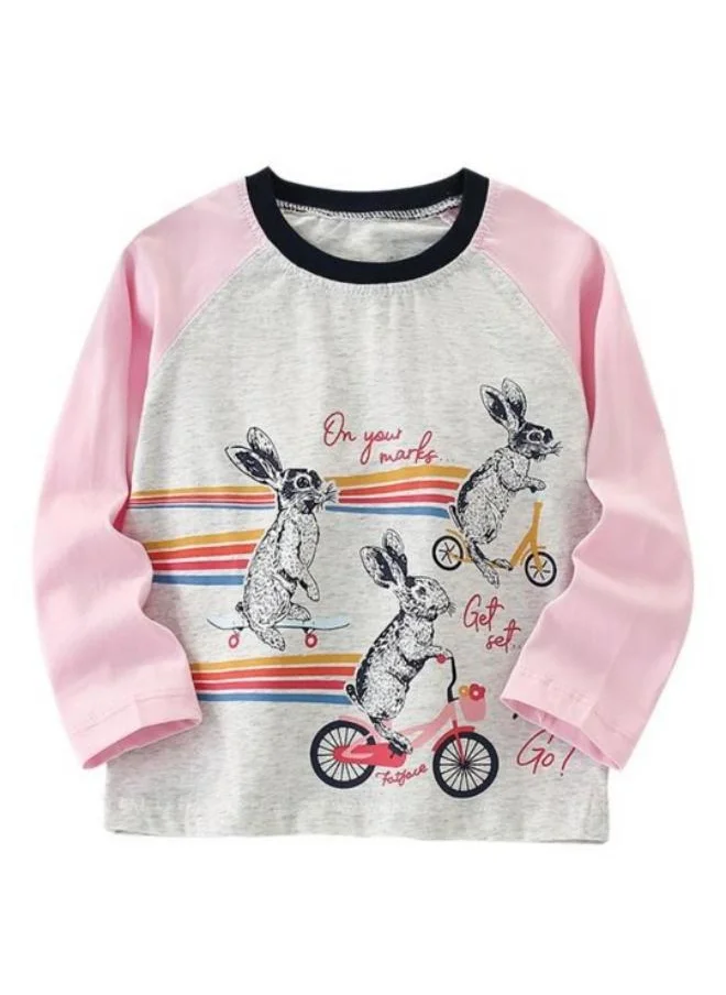YUNIQEE White Printed Long Sleeve Crew Neck T-Shirt
