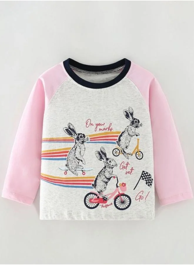 YUNIQEE White Printed Long Sleeve Crew Neck T-Shirt