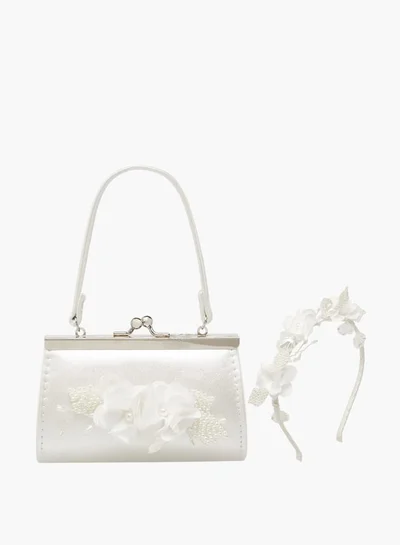 Little Missy Girls Floral Accent Handbag with Headband