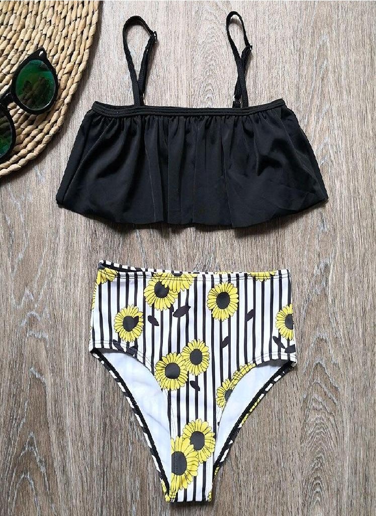 Eckek - 5-14 Years Girl Swimsuit Kids Floral Teenager Girl Bikini Set Falbala Two Piece Children's Swimwear Girls Bathing Suit Beachwear - Image 1