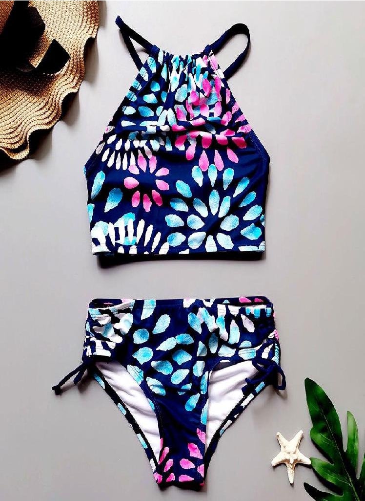 Eckek - 5-14 Years Girl Swimsuit Kids Floral Teenager Girl Bikini Set Falbala Two Piece Children's Swimwear Girls Bathing Suit Beachwear - Image 1