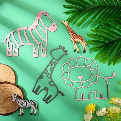 Soaoo 9 Pcs Jungle Animal Woodland Decor Safari Nursery Wall Art Animal Theme Wall Decor Jungle Theme Nursery Decor for Baby Girls Boys Toddler Bedroom Playroom Classroom Decorations - Image 3