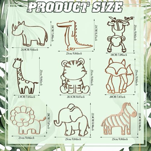 Soaoo 9 Pcs Jungle Animal Woodland Decor Safari Nursery Wall Art Animal Theme Wall Decor Jungle Theme Nursery Decor for Baby Girls Boys Toddler Bedroom Playroom Classroom Decorations - Image 2