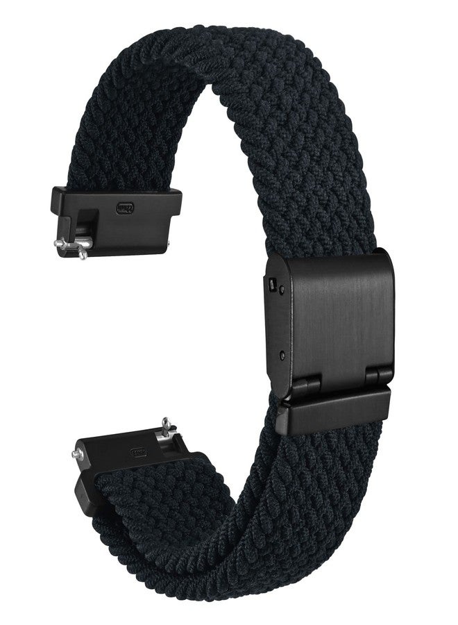 WOCCI 18mm Braided Nylon Watch Band for Men and Women, Quick Release, Black Stainless Steel Buckle (Black) - Image 1