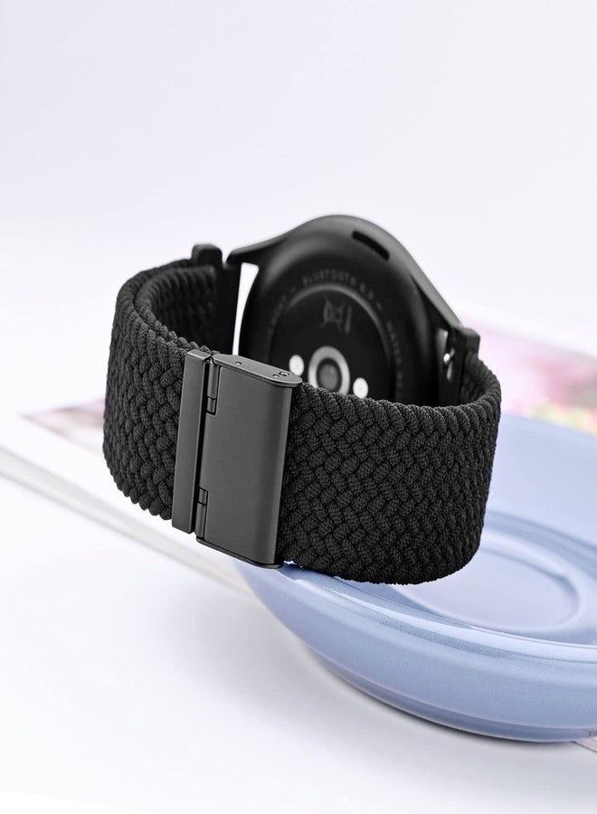 WOCCI 18mm Braided Nylon Watch Band for Men and Women, Quick Release, Black Stainless Steel Buckle (Black) - Image 2