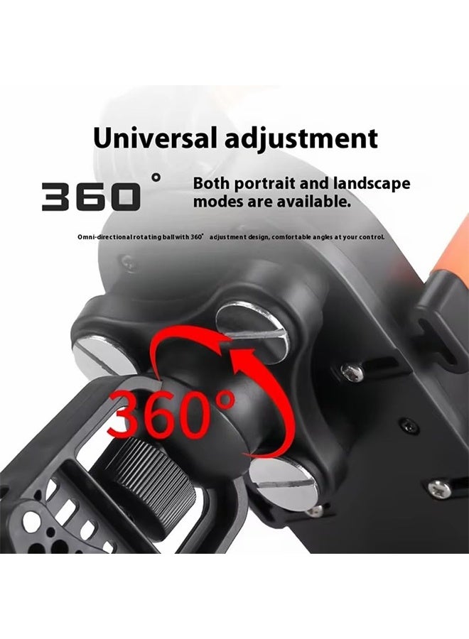Motorcycle Phone Holder Mount, 1PCS 360° Rotation Anti-Shake Handlebar Cellphone Clamp, One Hand Operation Secure Grip Scooter Bike Phone Clip for 4.7-7 Inch Smartphones - Image 5