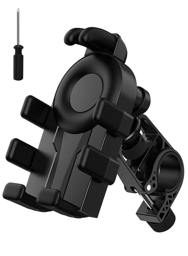 Motorcycle Phone Holder Mount, 1PCS 360° Rotation Anti-Shake Handlebar Cellphone Clamp, One Hand Operation Secure Grip Scooter Bike Phone Clip for 4.7-7 Inch Smartphones - Image 1