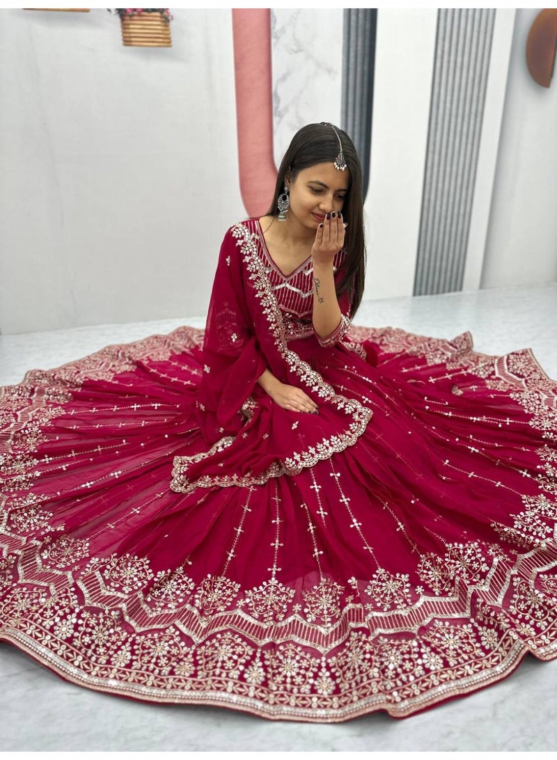 Super Asian "Shanaya Sparkle – Designer Faux Georgette Lehenga Choli Set with Heavy 7mm Sequin Embroidery"  - Image 4