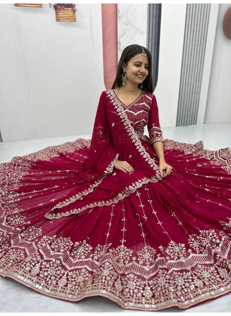 Super Asian "Shanaya Sparkle – Designer Faux Georgette Lehenga Choli Set with Heavy 7mm Sequin Embroidery"  - Image 1