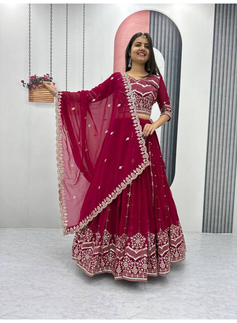 Super Asian "Shanaya Sparkle – Designer Faux Georgette Lehenga Choli Set with Heavy 7mm Sequin Embroidery"  - Image 2