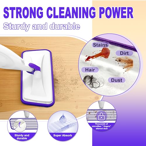 EXEGO Spray Mop for Hardwood Floor Cleaning: EXEGO Wet Mops with 5 Microfiber Refillable Pads for Swiffer Powermop - Mopping Tools with Sprayer for Tile Wood Laminate Vinyl Marble - Image 5