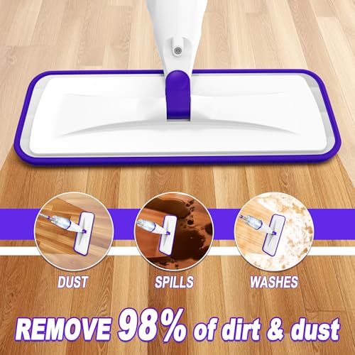 EXEGO Spray Mop for Hardwood Floor Cleaning: EXEGO Wet Mops with 5 Microfiber Refillable Pads for Swiffer Powermop - Mopping Tools with Sprayer for Tile Wood Laminate Vinyl Marble - Image 4