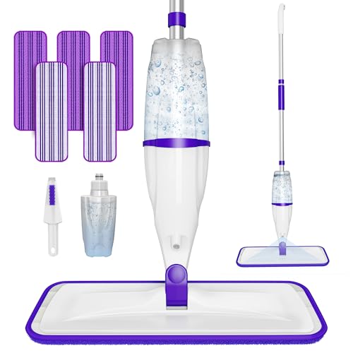 EXEGO Spray Mop for Hardwood Floor Cleaning: EXEGO Wet Mops with 5 Microfiber Refillable Pads for Swiffer Powermop - Mopping Tools with Sprayer for Tile Wood Laminate Vinyl Marble - Image 1